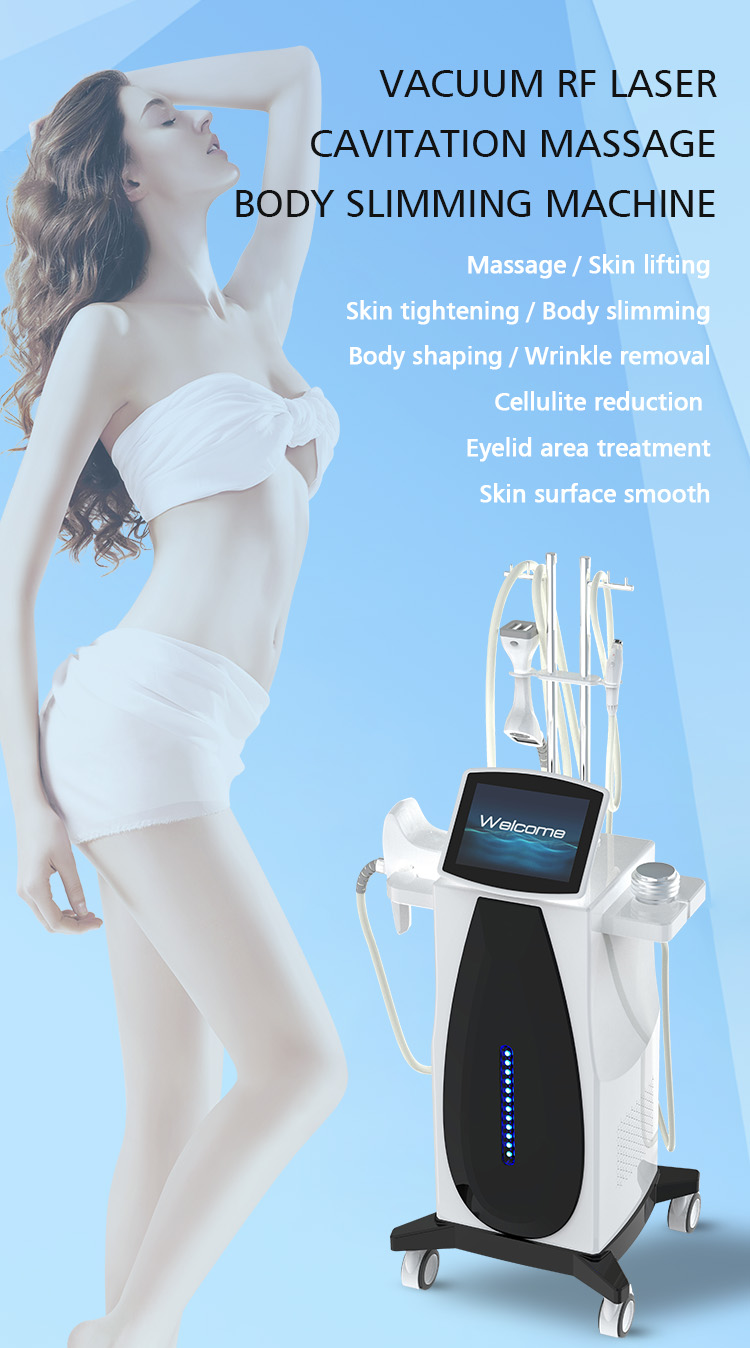 Cellulite Vacuum Roller Massage Machine 6 In 1 Cavitation Machine 80k Radio Frequency
