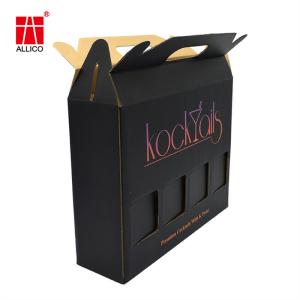 Quality Corrugated Cocktail Set Gift Box , B3 B9 W9 4 Bottle Wine Box wholesale