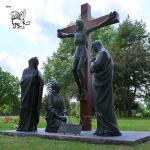 Bronze Jesus Crucifix Statue 14 Stations of the Cross Sculpture Metal Religious