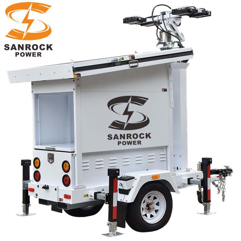 1305W Mobile Solar Light Tower Trailer Mounted Lighting Tower US / AU / EU Standard