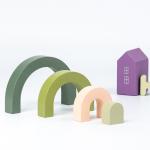 3D Jenga Building Wooden Rainbow Stacker Wooden Stacking Rainbow Pastel