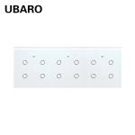 228*86mm Eu Standard 10A Tuya Smart Switch 12 Gangs Tempered Glass Panel Light