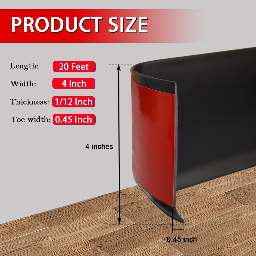 2'' to 6'' Terrazzo Flexible Baseboard Molding Trim Self-Adhesive Vinyl Wall Base