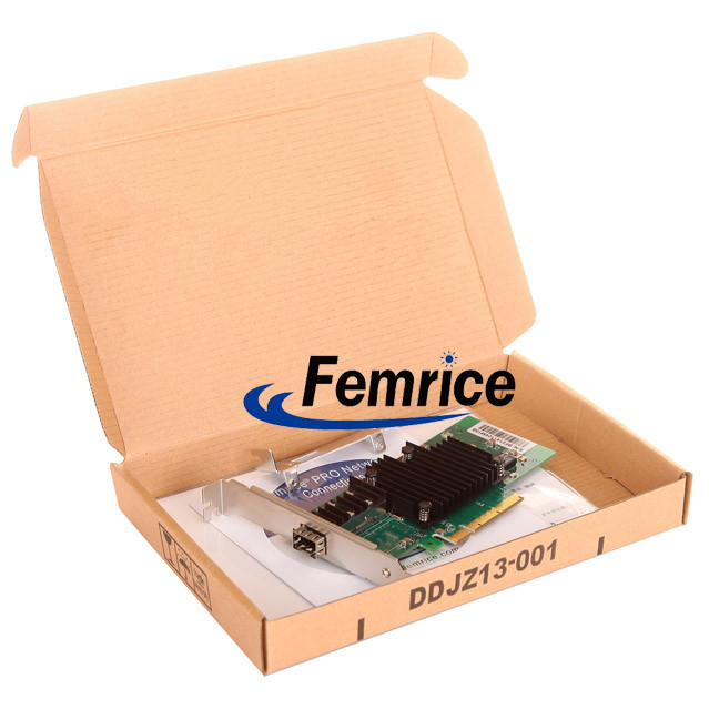 Femrice 10G 1 Port PCI Express x8 Interface Server Adapter SFP+ Fiber Optic Network Interface Card INTEL 82599 Chipset