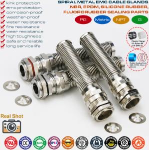 EMC Version 304 or 316 Grade Stainless Steel Cable Glands PG7~PG48 with Spiral Flexible Strain Relief Protector