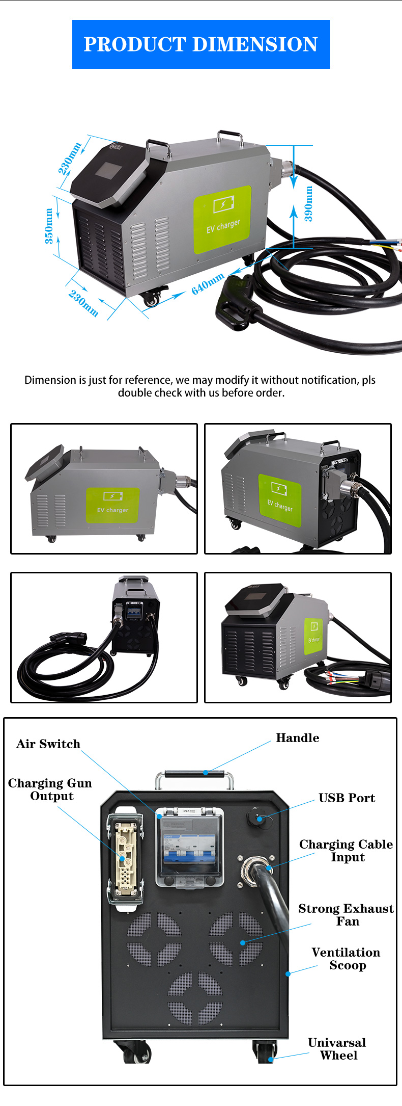30KW Output Power Gbt Type 2 32A 22Kw Movable Powerbank Fast Intelligent Ocpp Car Charger Portable Dc Ev Charger