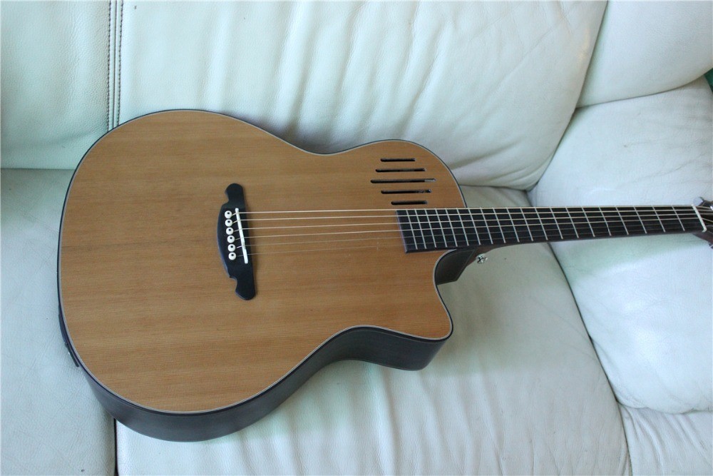 All solid wood 14th guitar customized acoustic electric guitar in satin finishing