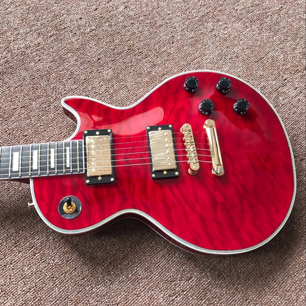 New style high-quality custom LP electric guitar, Burst color Quilte Maple red custom shop electric guitar
