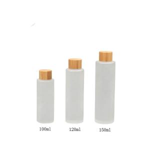 Quality 150ml Frosted Glass Bottle with Bamboo Cosmetic Lotion Container pump Care Skin wholesale