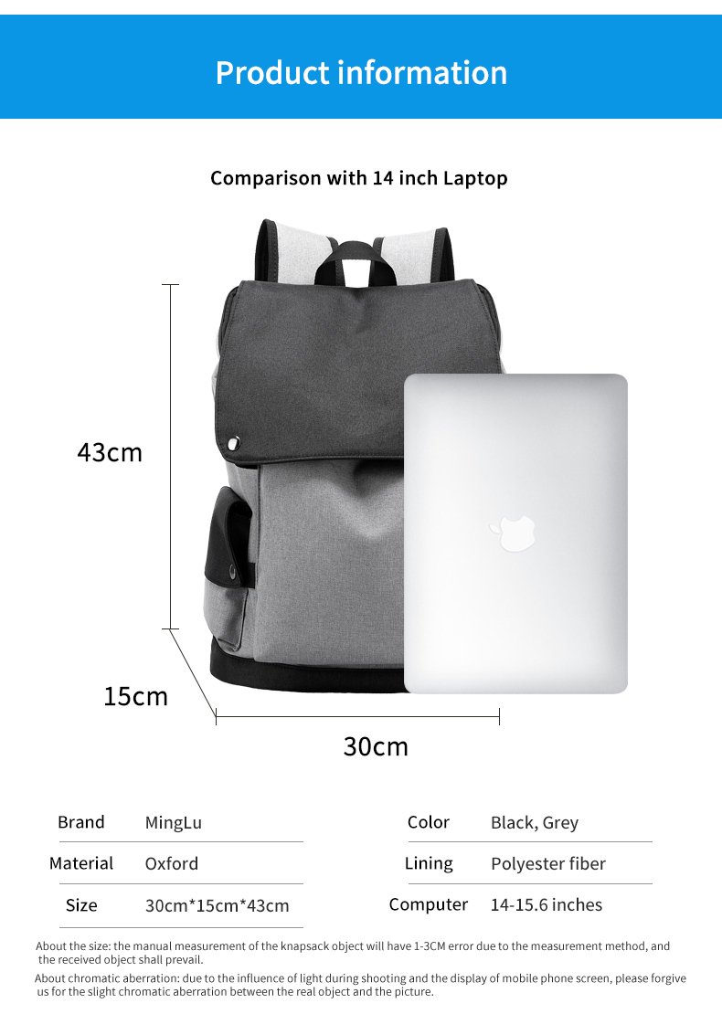 High quality fashion waterproof USB trend men's school bags Laptop Backpack