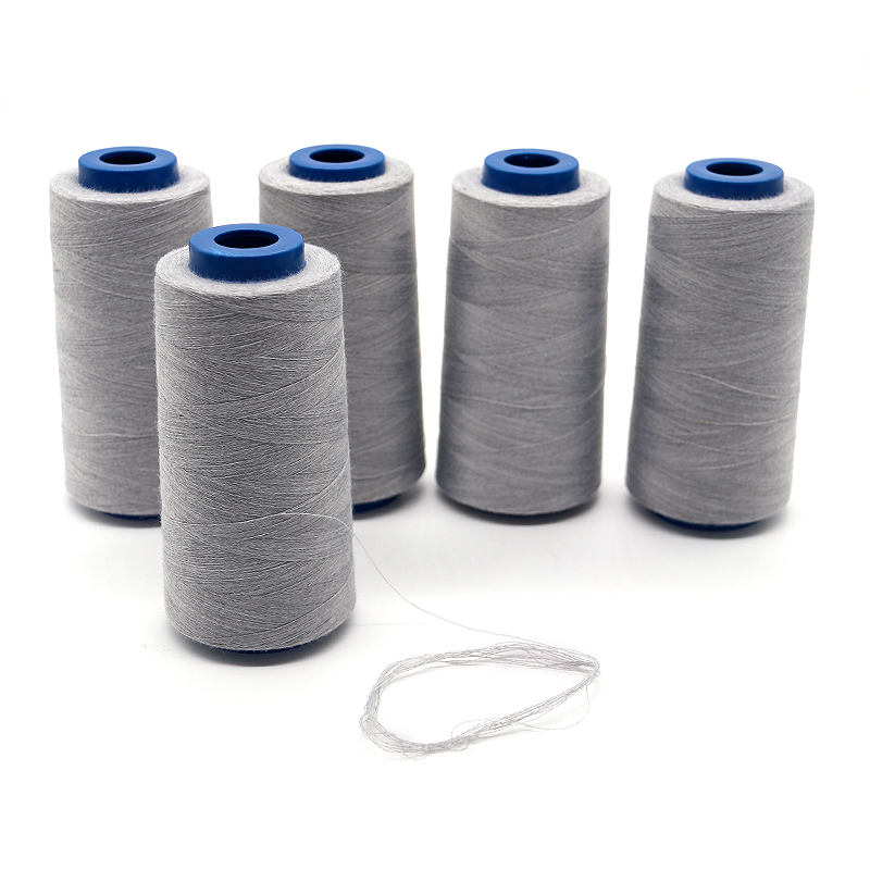 40/2 100% Spun Polyester Cotton Sewing Thread for Touch Screen Silver Conductive Yarn