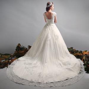 Quality Elegant Deep V Neck Beaded Train Wedding Dress TSLYHS003 wholesale