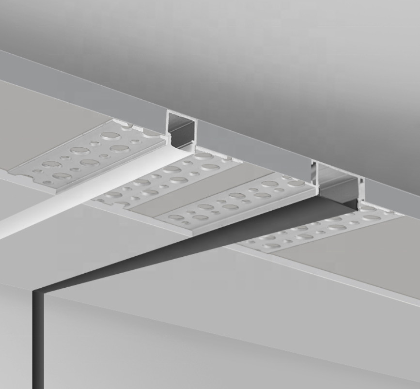 LED Light Strips Aluminium Alloy ProfileChannel With PC PMMA Cover Recessed Drywall Plaster Gypsum