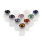 Bamboo Lids Crystal Gemstone 10ml Empty Perfume Roller Bottles
