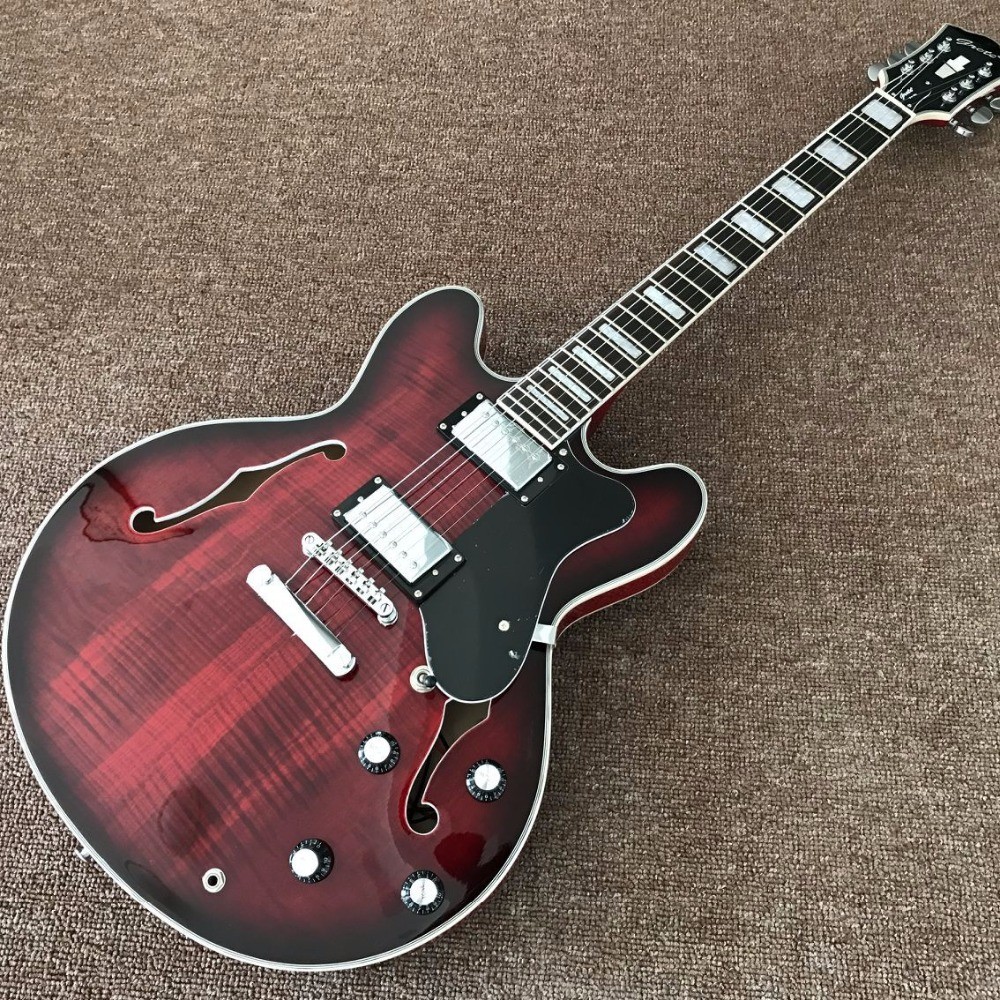 Hollow body JAZZ electric guitar maple top Jazz guitar, double F hole
