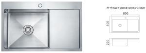 Quality Width 700mm 800mm Single Bowl Stainless Steel Sink Single Bowl Plate Kitchen Sink wholesale