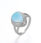 Natural Cabochon Larimar Silver Jewelry Gemstone Ring 925 Solid Sterling Silver
