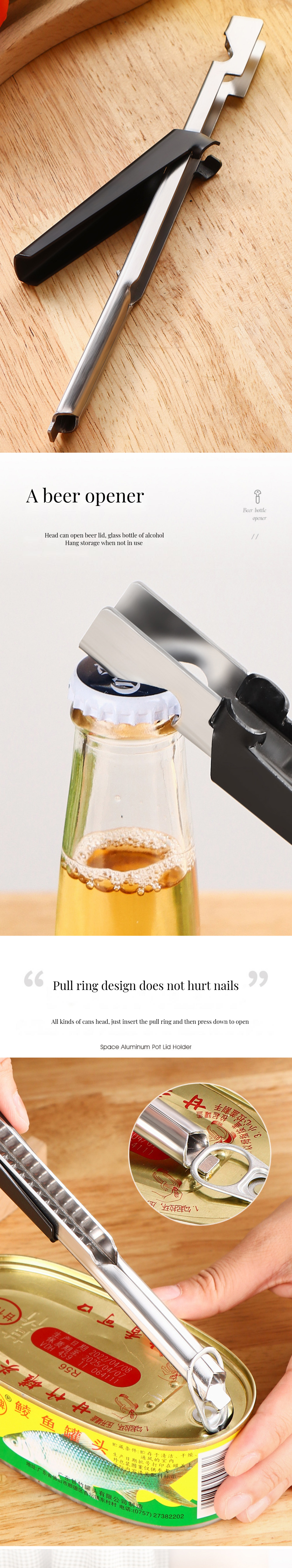Multifunctional Heavy-Duty Stainless Steel Manual Can Bottle Opener for Stocked Kitchen