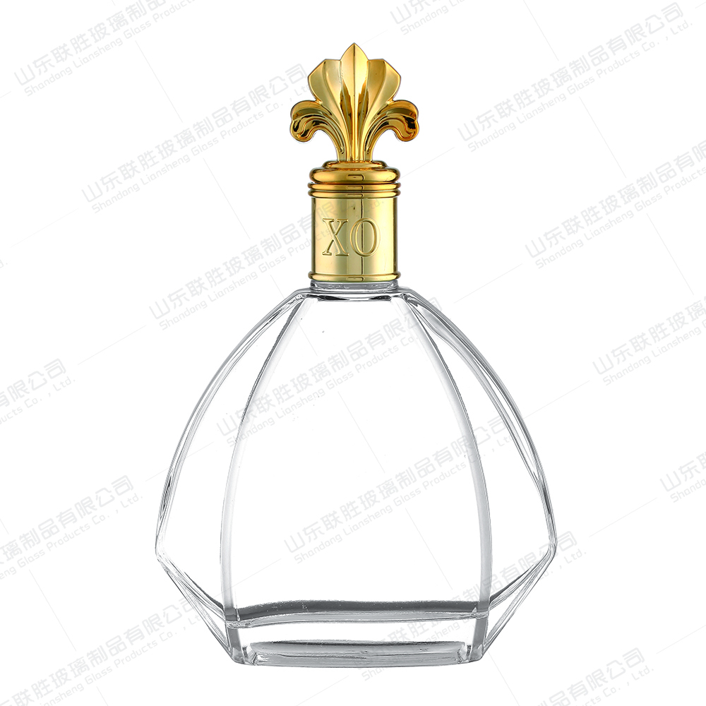 Custom Size Glass Collar Tequila Decanter Clear Whiskey Bottle for Brandy Vodka Bar