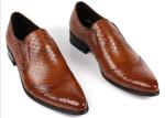 Snake Skin Pattern Men Formal Dress Shoes Genuine Leather Men Luxury Shoes For