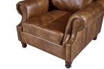 Retro Style High Back Leather Armchair Super Comfortable Foam Strong Solidwood
