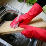 Excellent Grip Rubber Dishwashing Gloves , Flock Lined Rubber Gloves Waterproof