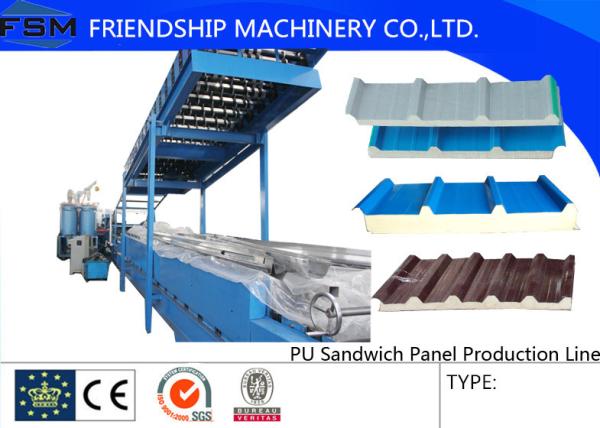 Colored Steel PU Sandwich Panel Production Line , Roof Panel Roll Forming