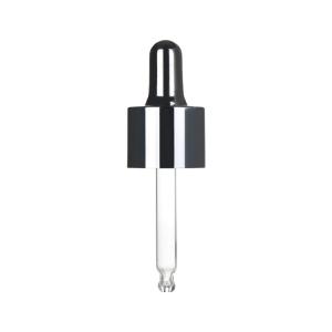 Quality PP Plastic Cosmetic Glass Dropper large 20mm Round Tip Black Silver color wholesale
