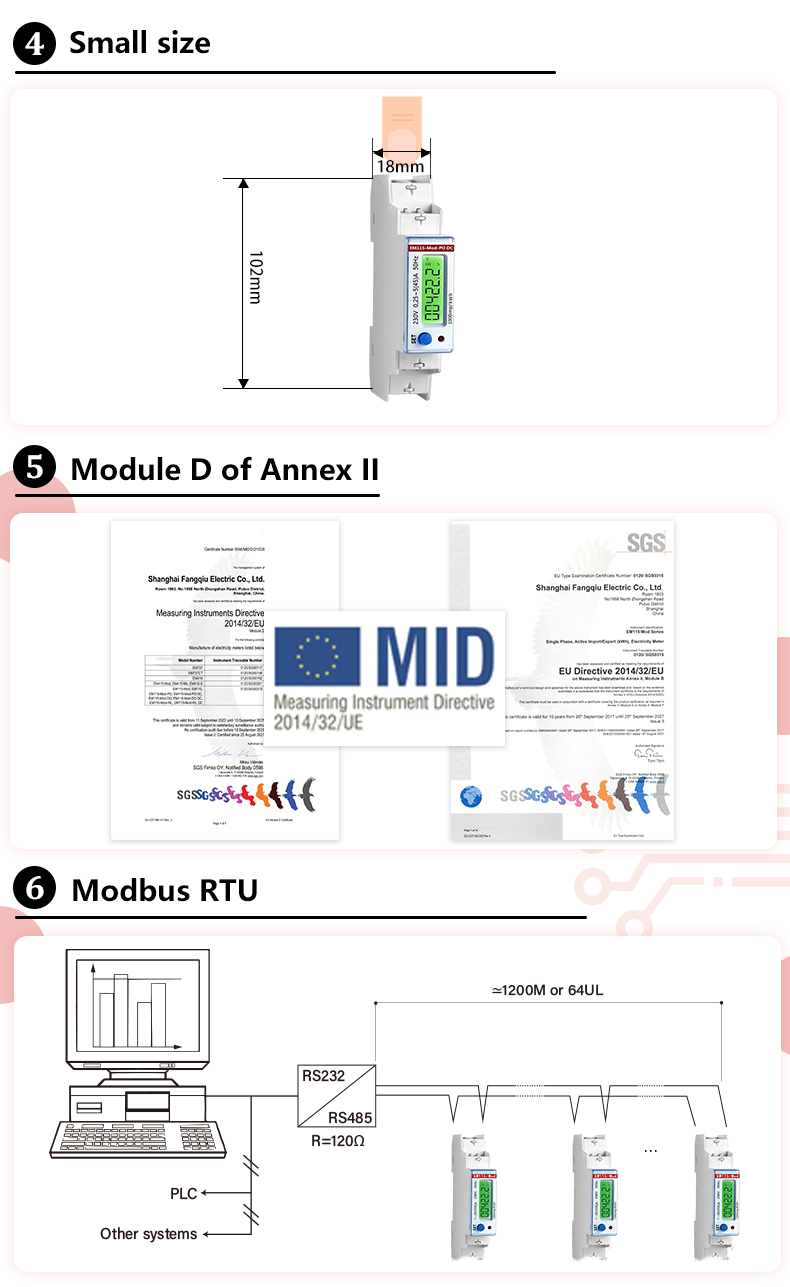 EM115-Mod-PO 120/230V 100A AMR DC Electricity Meter Cards for Smart Energy Monitoring