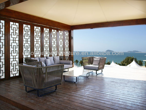 Sectional Sofa and Alu Frame Garden Chair Set for Outdoor Entertainment