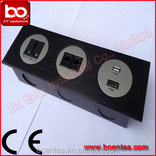 High Quality Wall Mount Aluminum brushed Hotel Media Socket Plate for Office Equipment