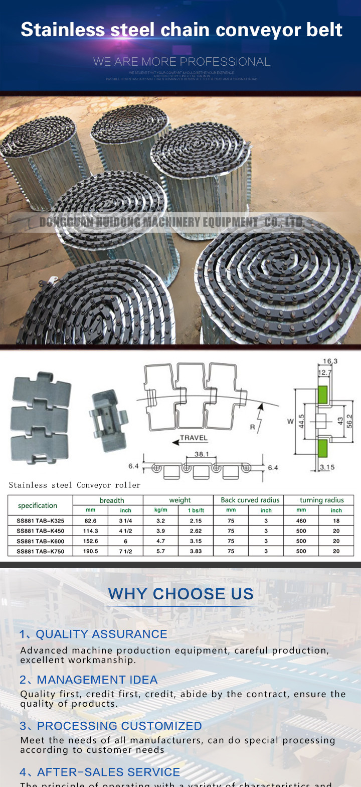 Chain Plate Shipping Roller Conveyor With Stainless Steel Mesh Belt