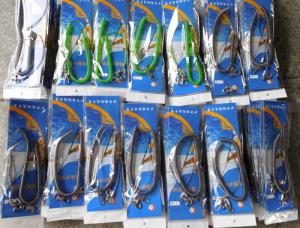 Quality Transparent green gray self locking metal hook contractility fishing line coiled lanyards wholesale