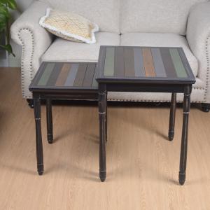 Quality Retro Striped Black E1 MDF Board Solid Wood Coffee Tables wholesale