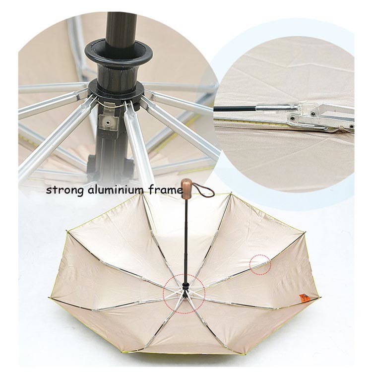 Pongee Fabric Foldable Umbrella 23"*8K With Aluminum Shaft