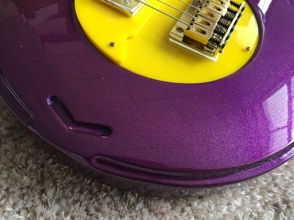 Custom guitar shop prince guitar Purple color boat anchor electric guitar with golden hardwares plastic pickguard
