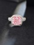 Large Size 5.33ct Main Stone Lab Pink Cushion Diamond Ring 18k White Gold