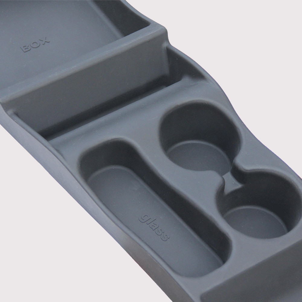 Topfit Silicone Storage Box, Center Container Box,Cup Holder for Tesla- second version (black)
