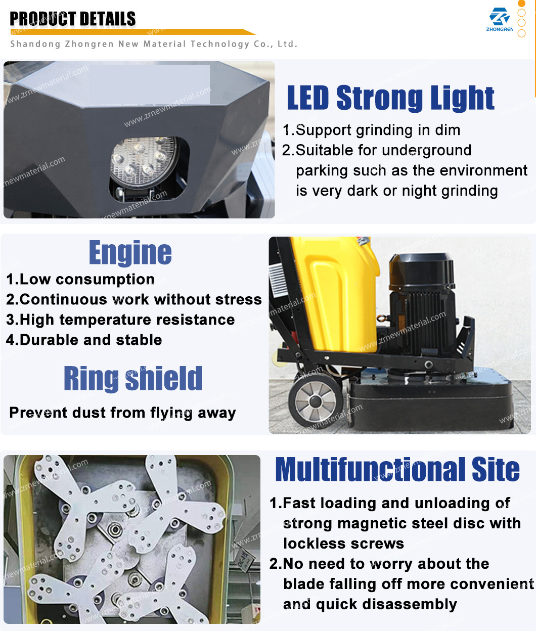 Efficient 18.5KW Concrete Grinder And Polisher 920mm Grinding Width