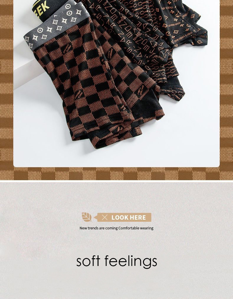 Soft Comfortable Print Pattern Men Modal Underwear Mens Boxer Briefs