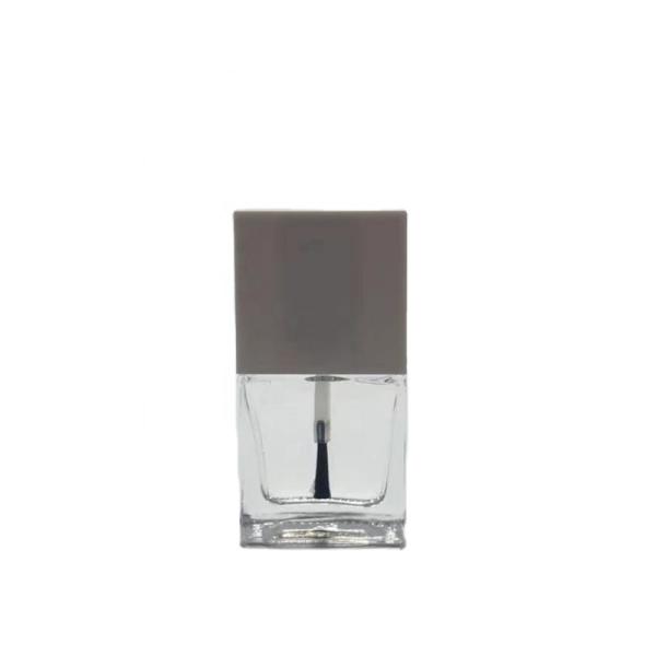 Square Shape Clear UV Gel Glass Nail Polish Bottle With Black And White Cap And