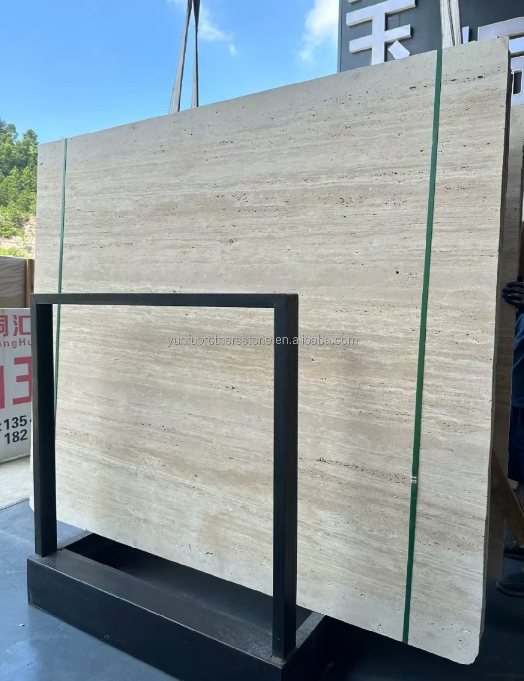 Marble Travertine Stone Big Slab Polished for Modern Hotel Villa Interior Design
