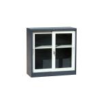 Waterproof Iron White 2 Tiers Glass Door Filing Cabinet