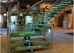 Interior Glass Straight Flight Staircase With Wrought Iron Or Stainless Steel