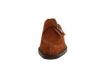 Handcrafted Mens Brown Leather Brogue Shoes , Goodyear Mens Monk Strap Dress