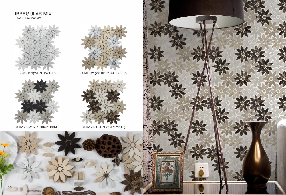 Mix face carrara white marble long hexagon artificial marble mosaic