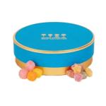 Silver Foil Stamping 200gsm Candy Round Cardboard Gift Box Golden Rim