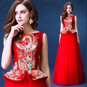 Quality Chinese Traditional Bride Toast Set Dress Invisible Zipper Back Evening Dress TSJY140 wholesale