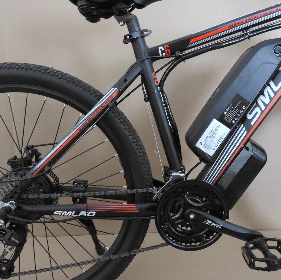 Lithium Battery 26 Inch Electric Mountain Bike SMLRO C6 With Cutoff Brake
