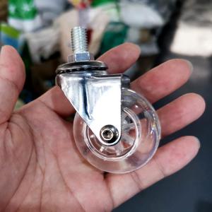 Quality 2 Inch Clear PU Furniture Casters Chrome Painted Good Looking Swivel Stem Transparent Caster Wheels wholesale